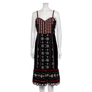 Veronica Beard Sleeveless Beaded Embroidered Linen Dress Sz 6